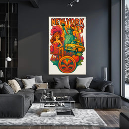 Vibrant Retro New York City Artistic Poster PosterGoat