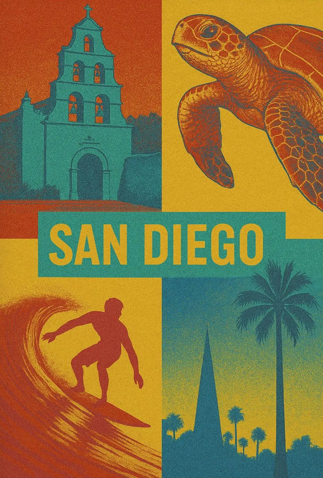 Vibrant San Diego Pop Art Travel Poster PosterGoat