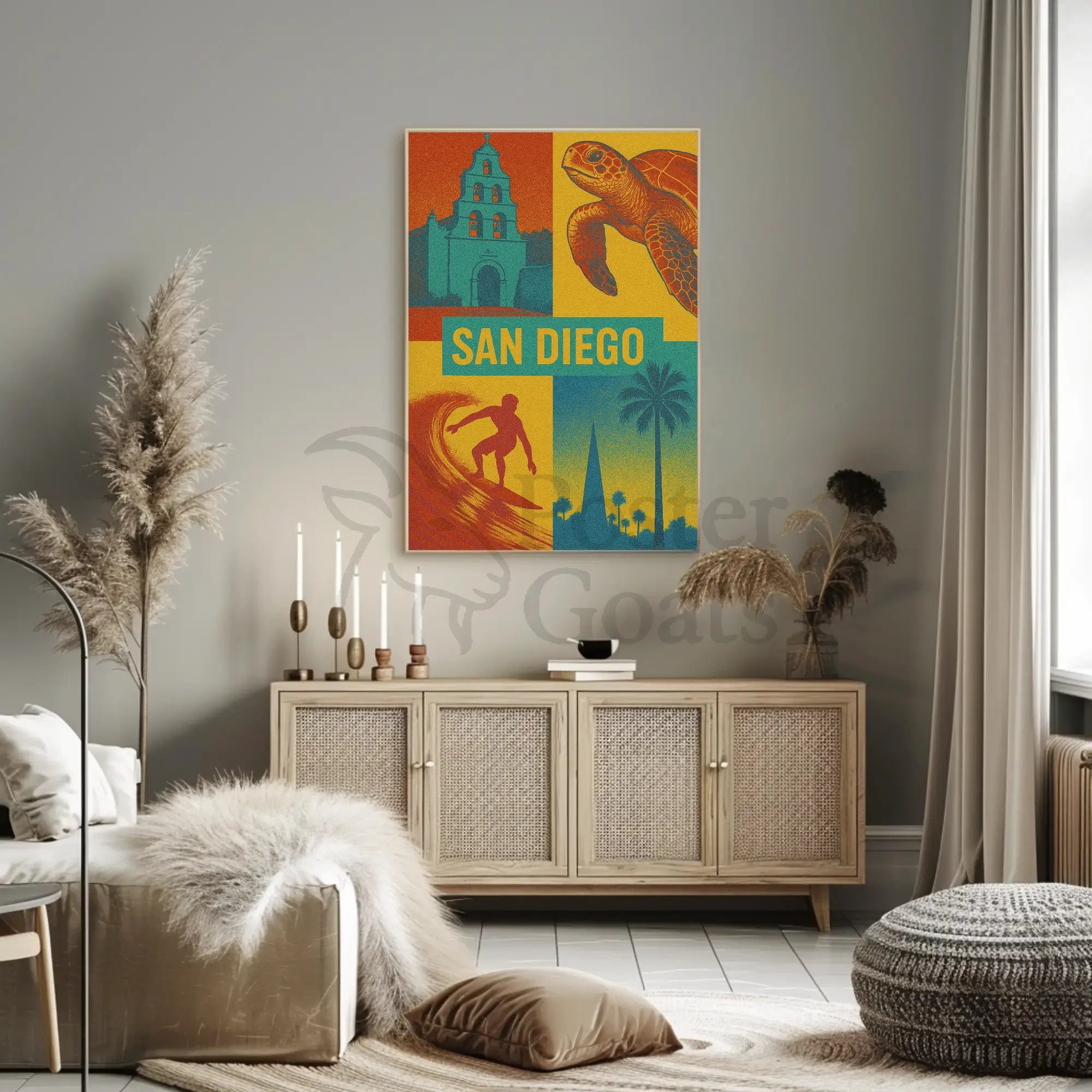 Vibrant San Diego Pop Art Travel Poster PosterGoat