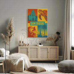 Vibrant San Diego Pop Art Travel Poster PosterGoat