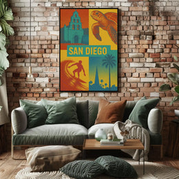 Vibrant San Diego Pop Art Travel Poster PosterGoat