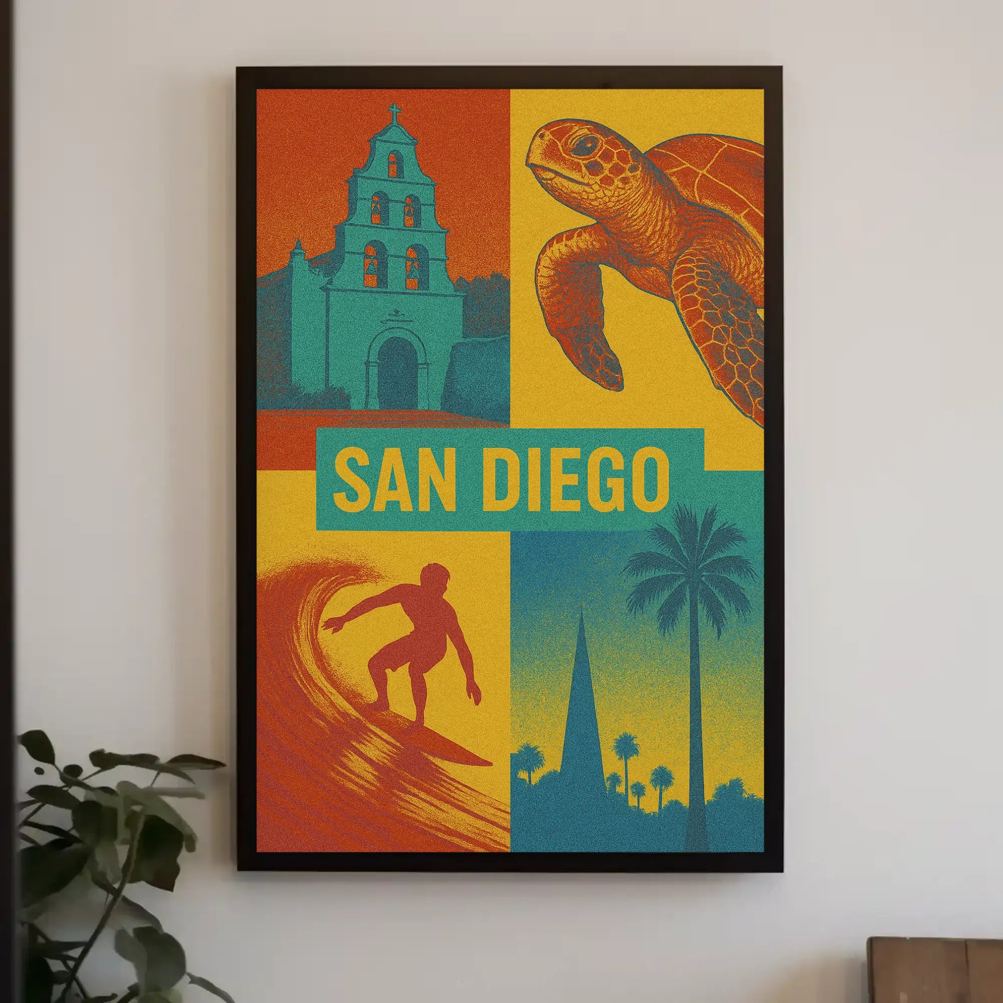 Vibrant San Diego Pop Art Travel Poster PosterGoat
