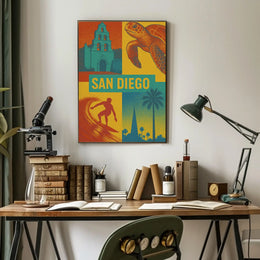 Vibrant San Diego Pop Art Travel Poster PosterGoat