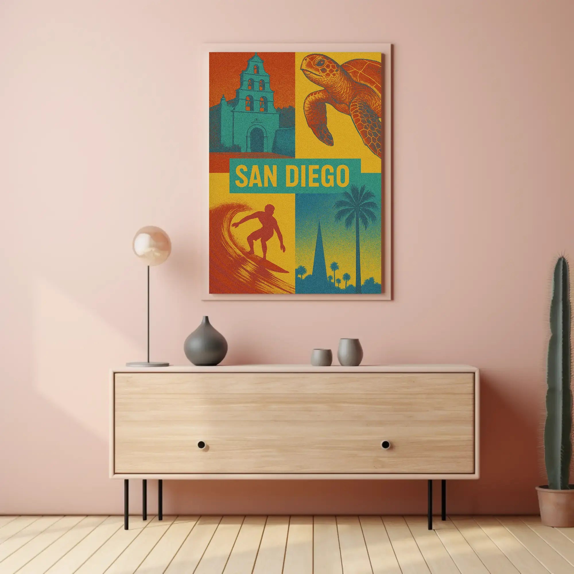 Vibrant San Diego Pop Art Travel Poster PosterGoat