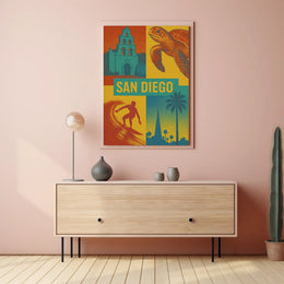 Vibrant San Diego Pop Art Travel Poster PosterGoat
