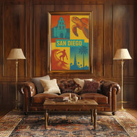 Vibrant San Diego Pop Art Travel Poster PosterGoat