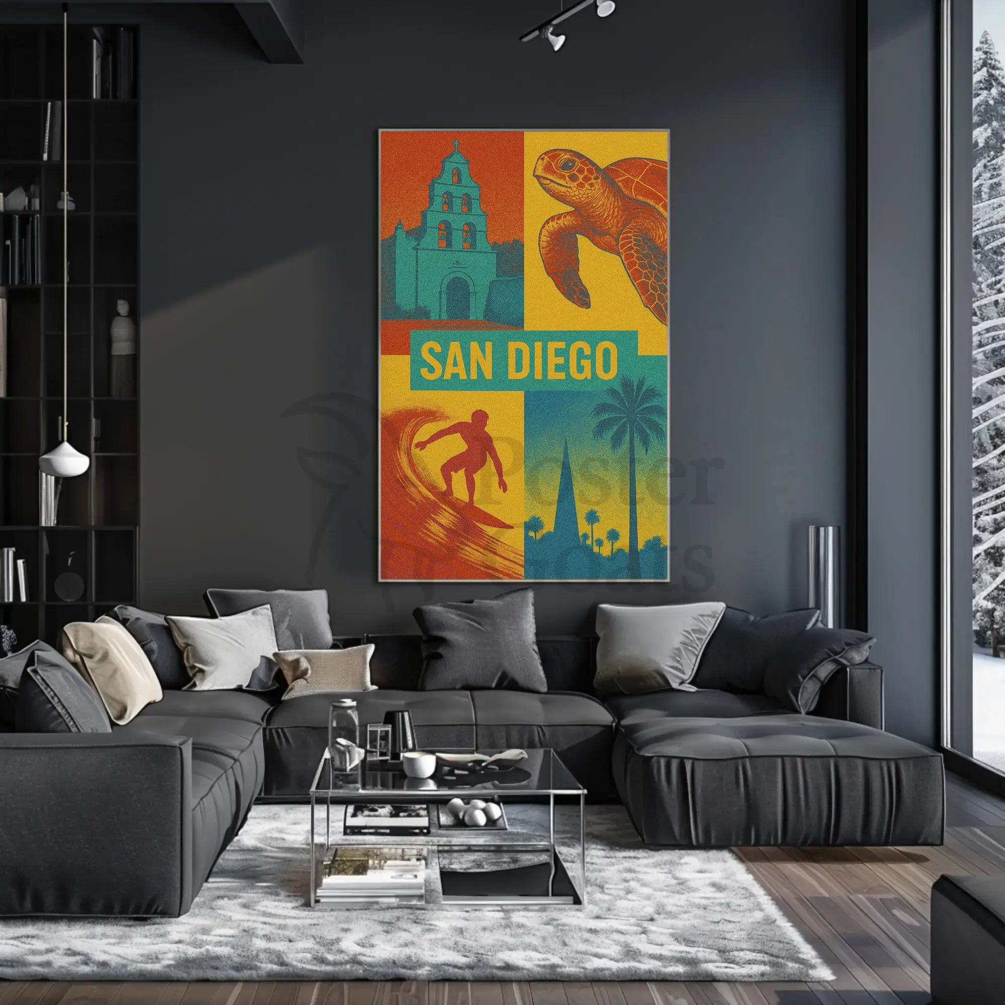 Vibrant San Diego Pop Art Travel Poster PosterGoat