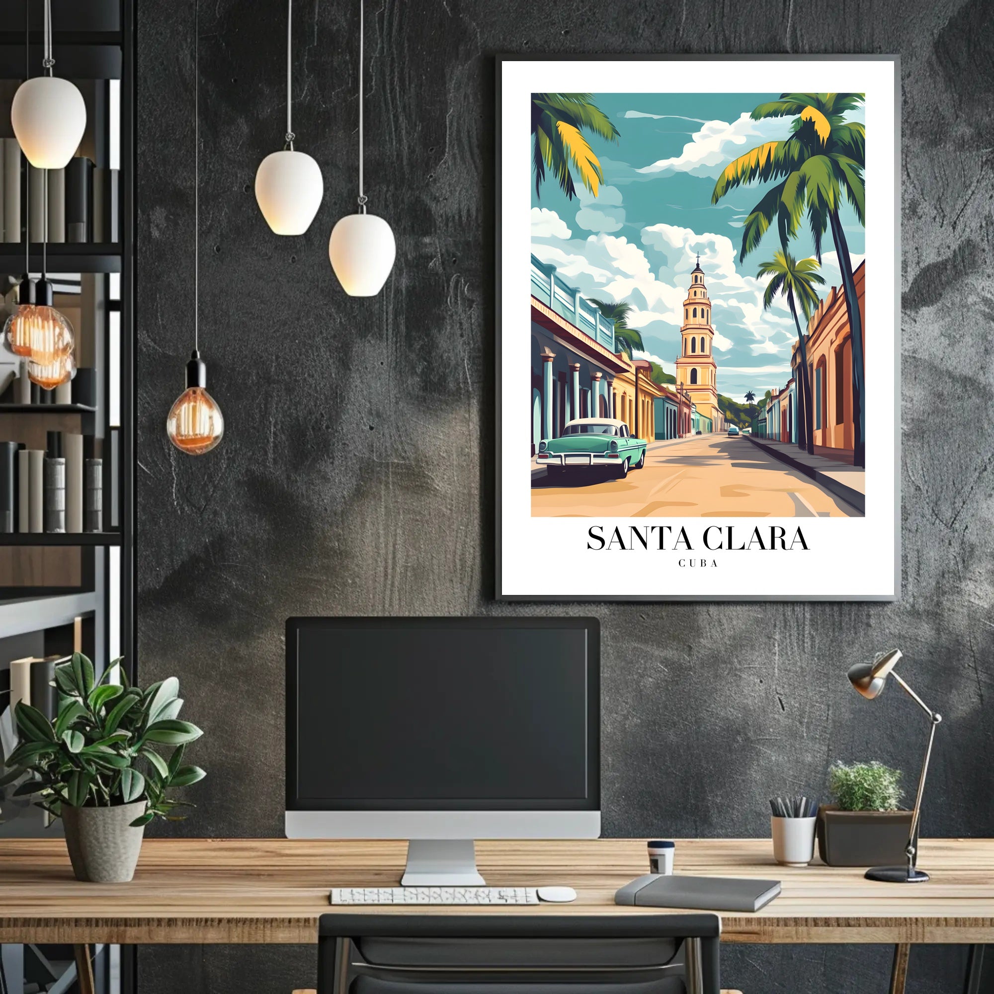Vibrant Santa Clara Street Scene Travel Poster PosterGoat