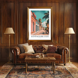 Vibrant Santiago de Cuba Street Scene Travel Poster PosterGoat