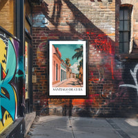 Vibrant Santiago de Cuba Street Scene Travel Poster PosterGoat