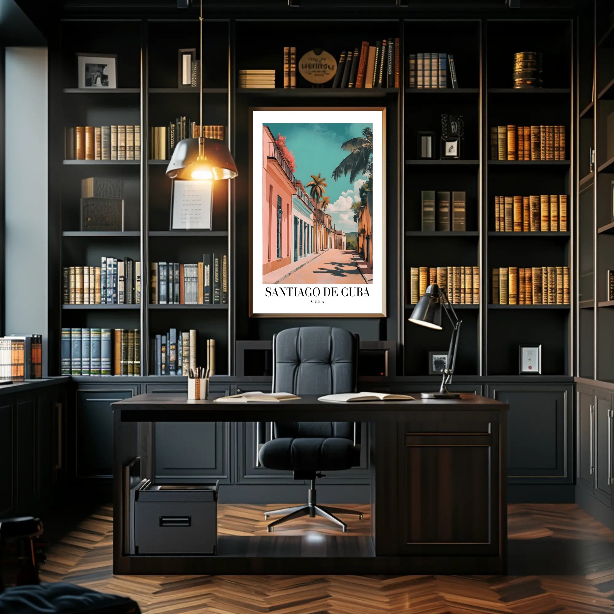 Vibrant Santiago de Cuba Street Scene Travel Poster PosterGoat