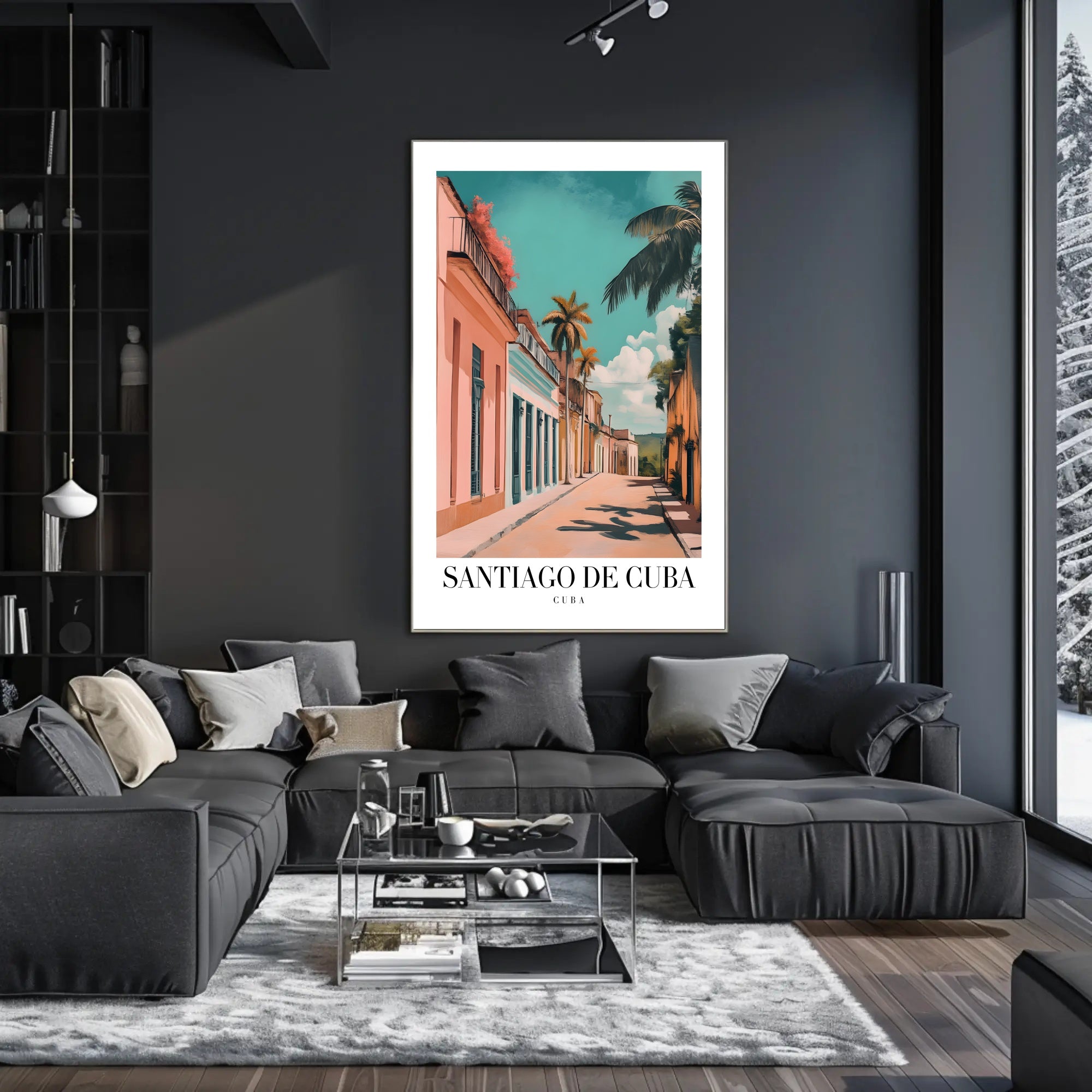 Vibrant Santiago de Cuba Street Scene Travel Poster PosterGoat