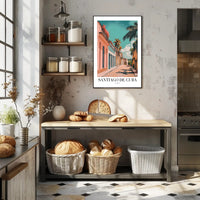 Vibrant Santiago de Cuba Street Scene Travel Poster PosterGoat