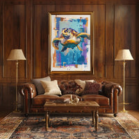 Vibrant Sea Turtle Abstract Artistic Ocean Life Animal Poster PosterGoat