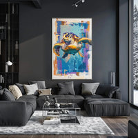 Vibrant Sea Turtle Abstract Artistic Ocean Life Animal Poster PosterGoat