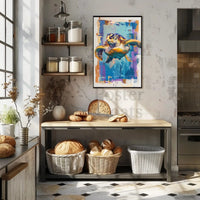 Vibrant Sea Turtle Abstract Artistic Ocean Life Animal Poster PosterGoat