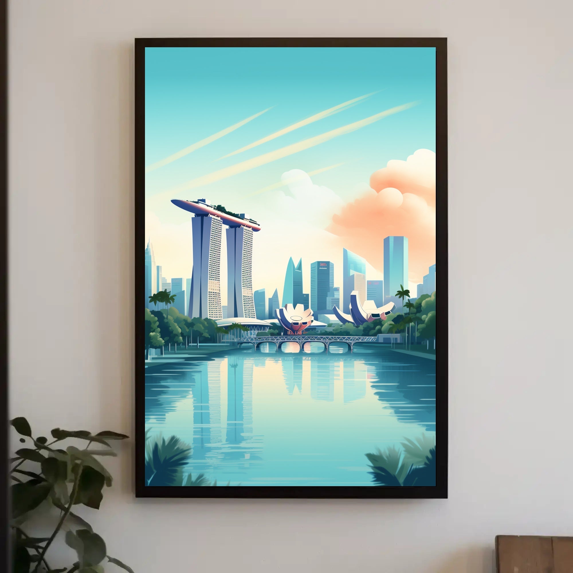 Vibrant Singapore Marina Bay Modern Urban Cityscape Poster PosterGoat