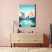 Vibrant Singapore Marina Bay Modern Urban Cityscape Poster PosterGoat