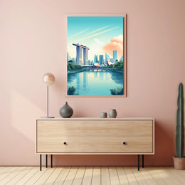 Vibrant Singapore Marina Bay Modern Urban Cityscape Poster PosterGoat