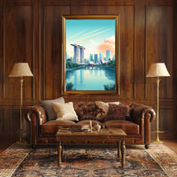 Vibrant Singapore Marina Bay Modern Urban Cityscape Poster PosterGoat