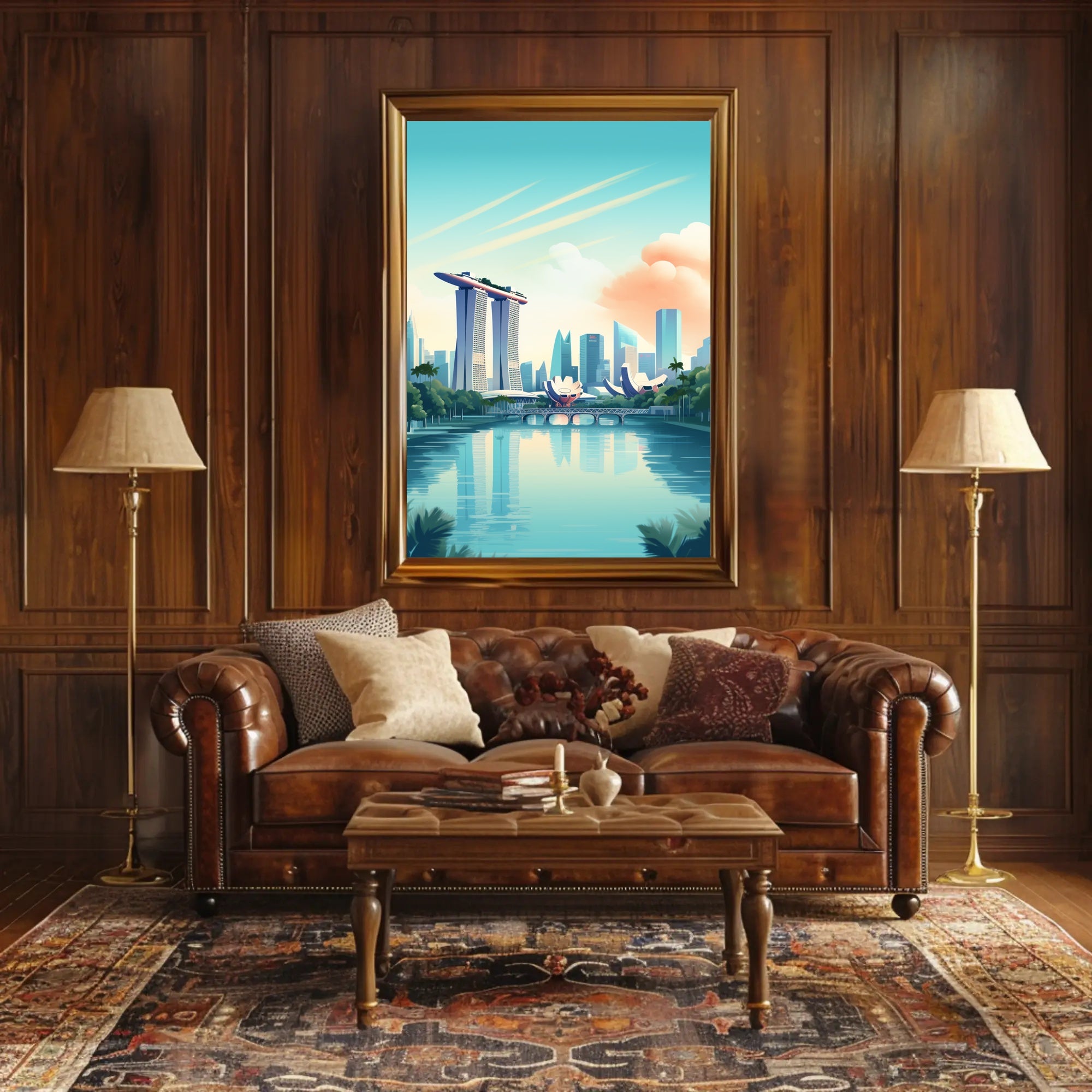 Vibrant Singapore Marina Bay Modern Urban Cityscape Poster PosterGoat