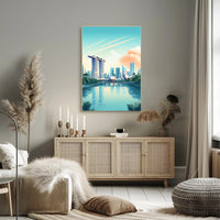 Vibrant Singapore Marina Bay Modern Urban Cityscape Poster PosterGoat