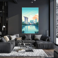 Vibrant Singapore Marina Bay Modern Urban Cityscape Poster PosterGoat