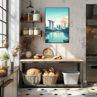 Vibrant Singapore Marina Bay Modern Urban Cityscape Poster PosterGoat