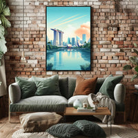 Vibrant Singapore Marina Bay Modern Urban Cityscape Poster PosterGoat