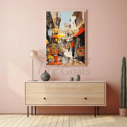 Vibrant Street Market Scene Middle Eastern Cultural Heritage Poster PosterGoat