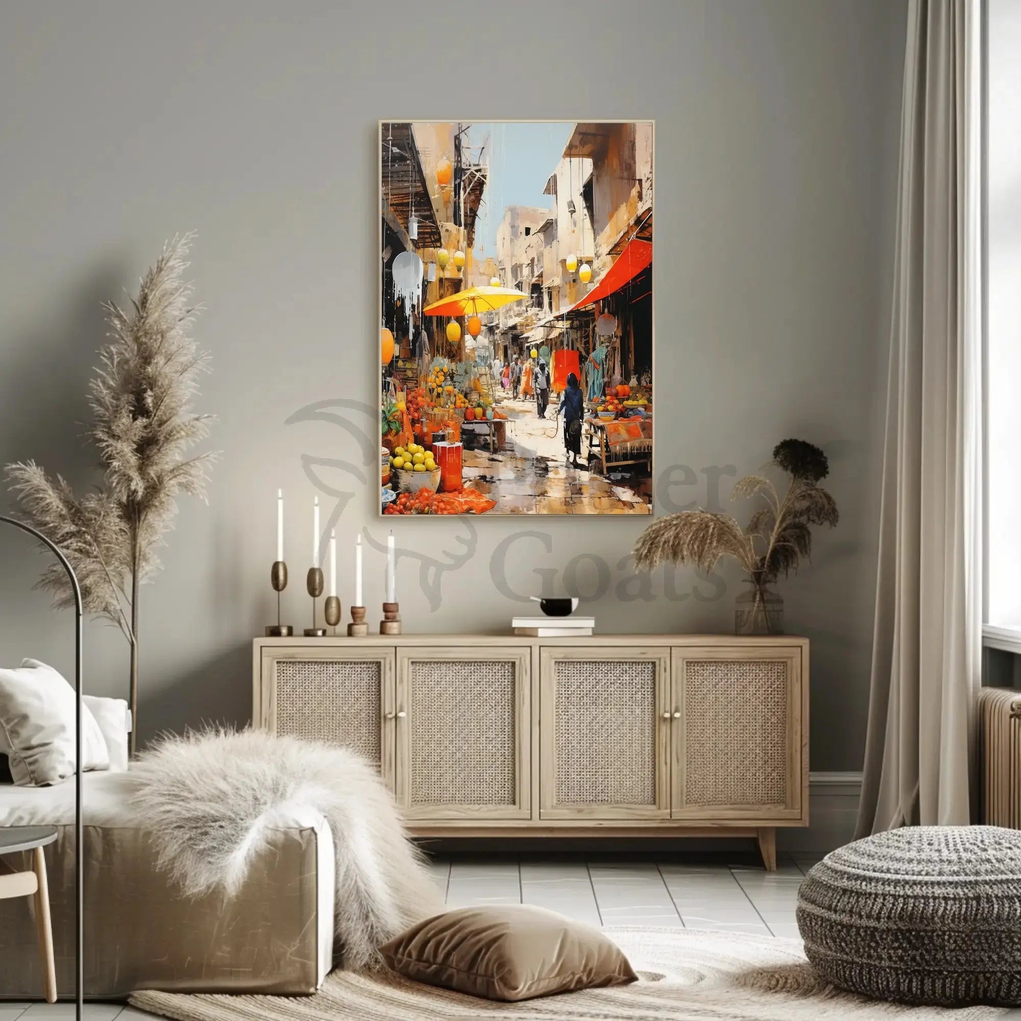 Vibrant Street Market Scene Middle Eastern Cultural Heritage Poster PosterGoat