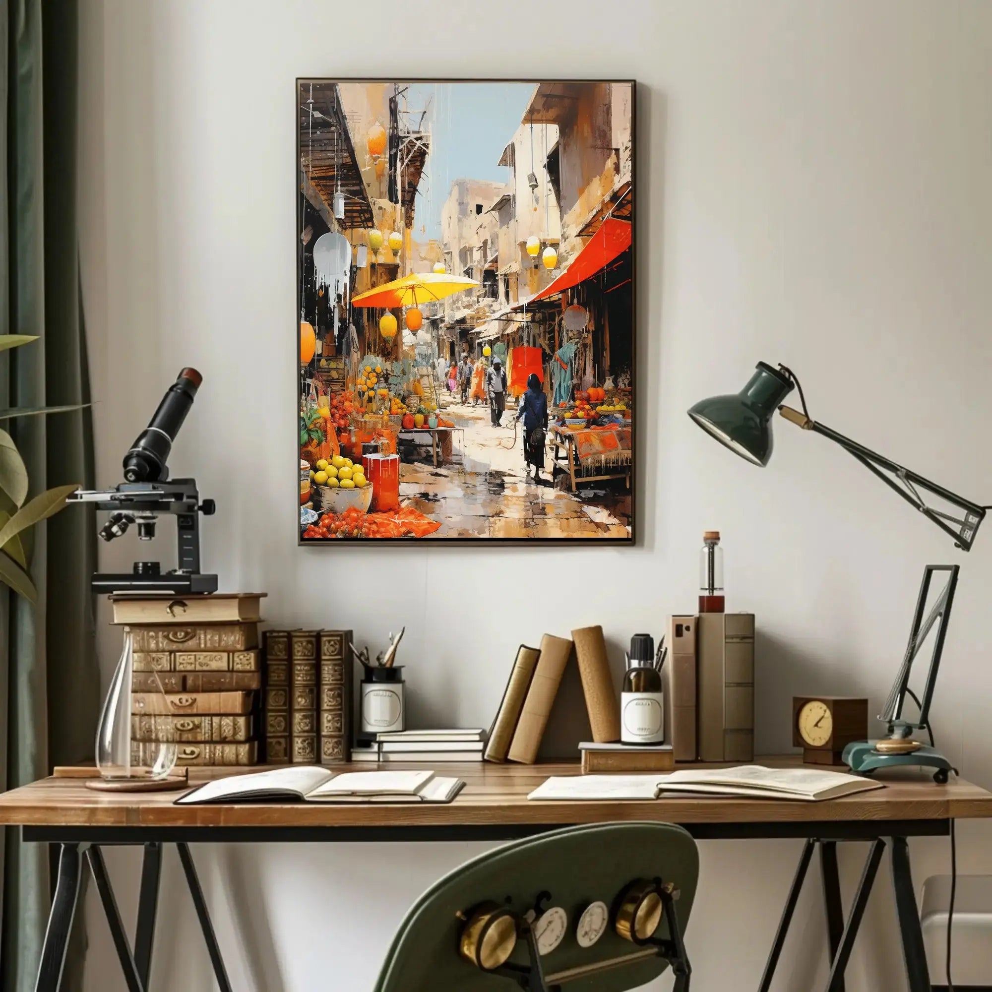 Vibrant Street Market Scene Middle Eastern Cultural Heritage Poster PosterGoat