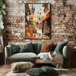 Vibrant Street Market Scene Middle Eastern Cultural Heritage Poster PosterGoat
