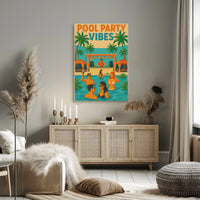 Vibrant Summery Poolside Celebration Abstract, Artistic Poster PosterGoat