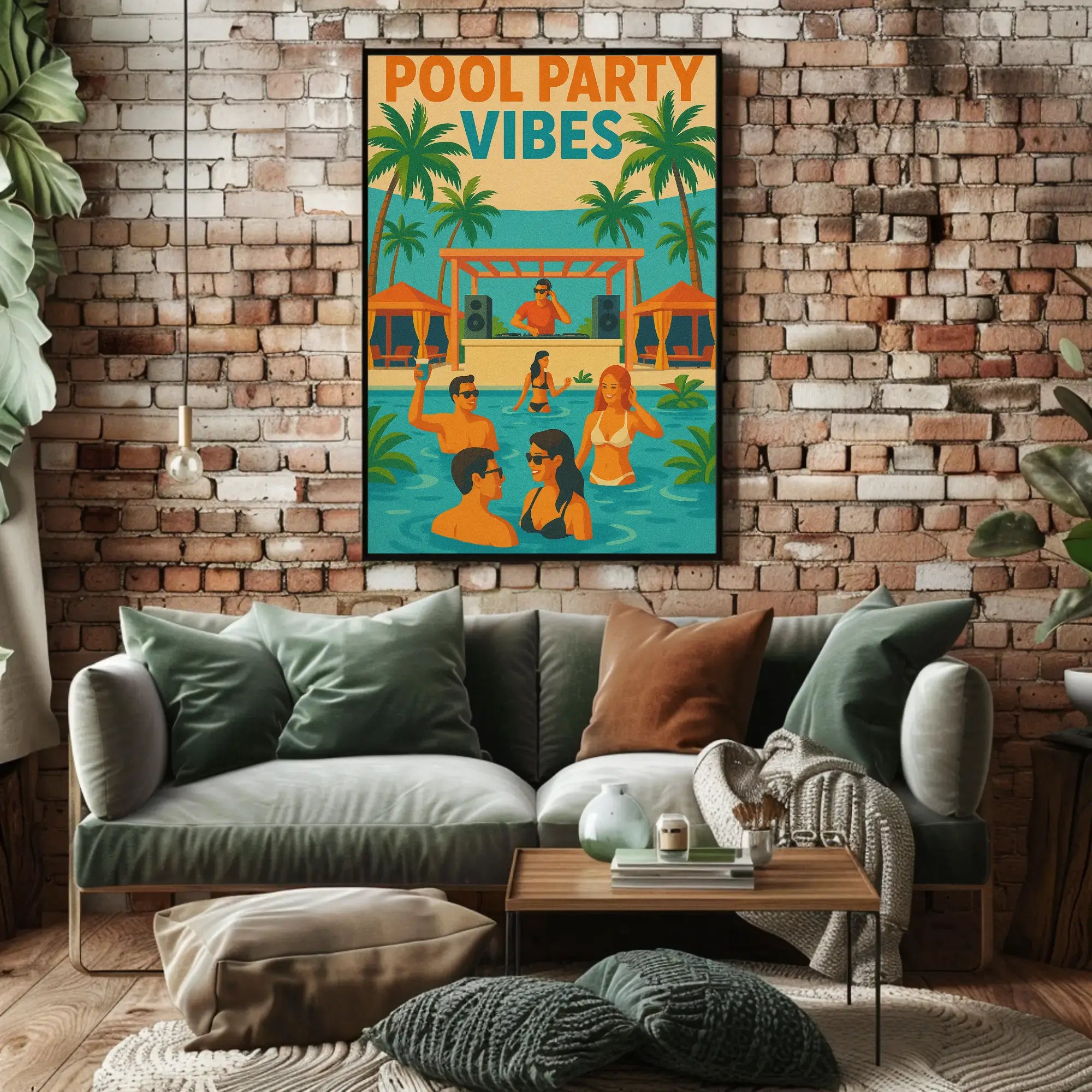 Vibrant Summery Poolside Celebration Abstract, Artistic Poster PosterGoat