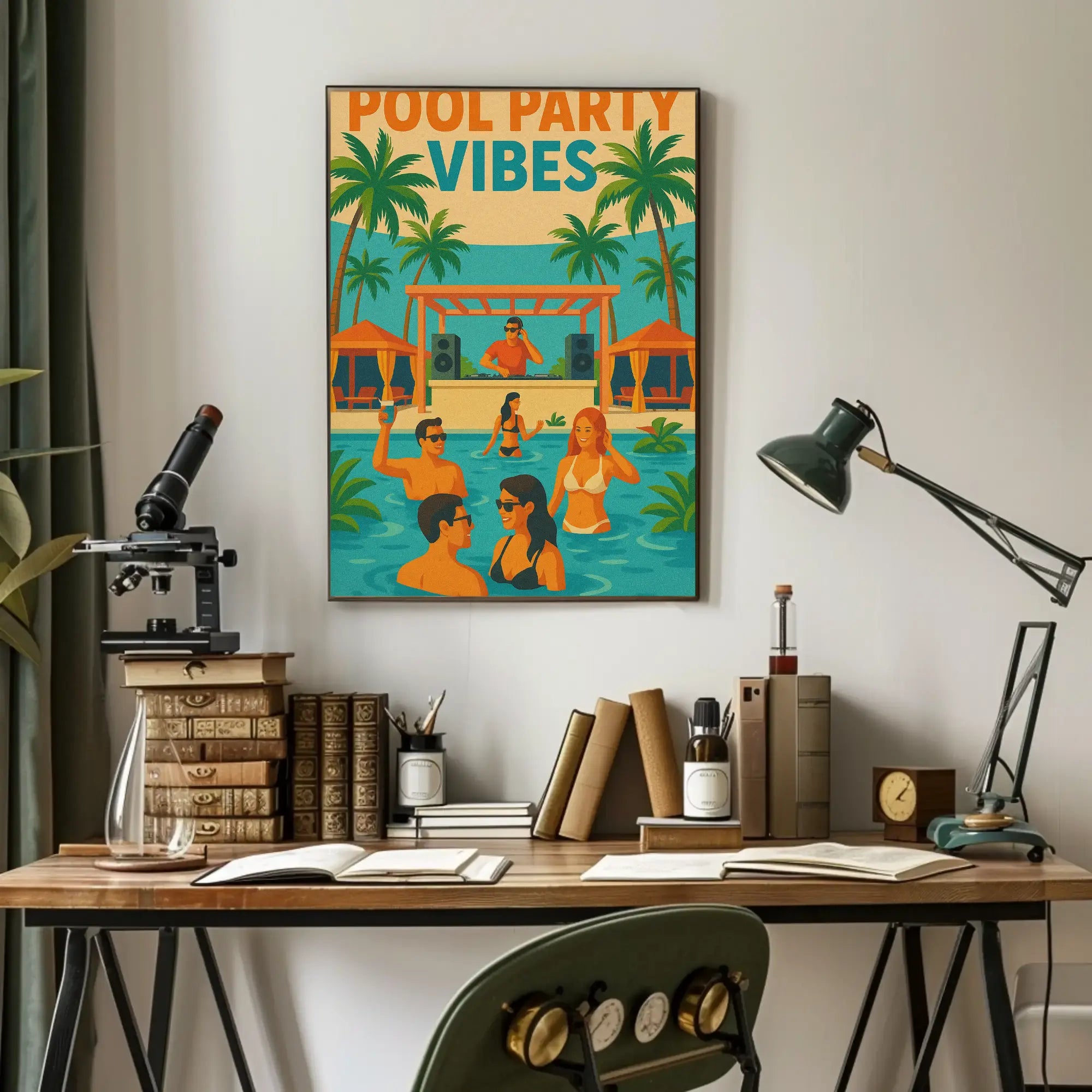 Vibrant Summery Poolside Celebration Abstract, Artistic Poster PosterGoat