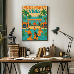 Vibrant Summery Poolside Celebration Abstract, Artistic Poster PosterGoat