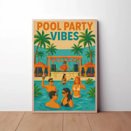 Vibrant Summery Poolside Celebration Abstract, Artistic Poster PosterGoat