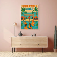 Vibrant Summery Poolside Celebration Abstract, Artistic Poster PosterGoat