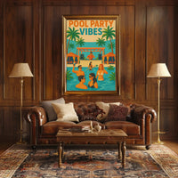 Vibrant Summery Poolside Celebration Abstract, Artistic Poster PosterGoat