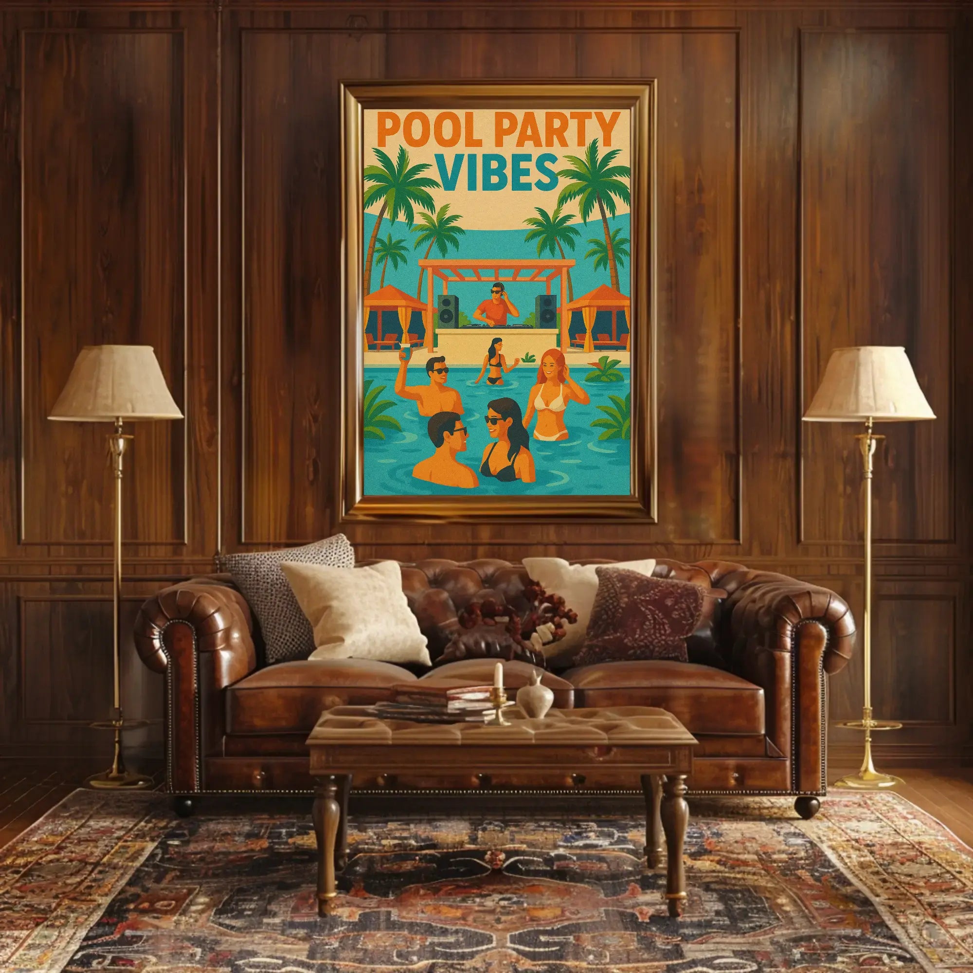 Vibrant Summery Poolside Celebration Abstract, Artistic Poster PosterGoat