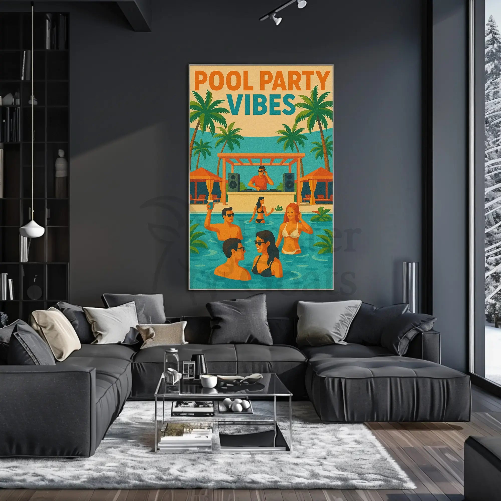 Vibrant Summery Poolside Celebration Abstract, Artistic Poster PosterGoat