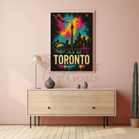 Vibrant Toronto Travel Poster with Iconic City Landmarks PosterGoat