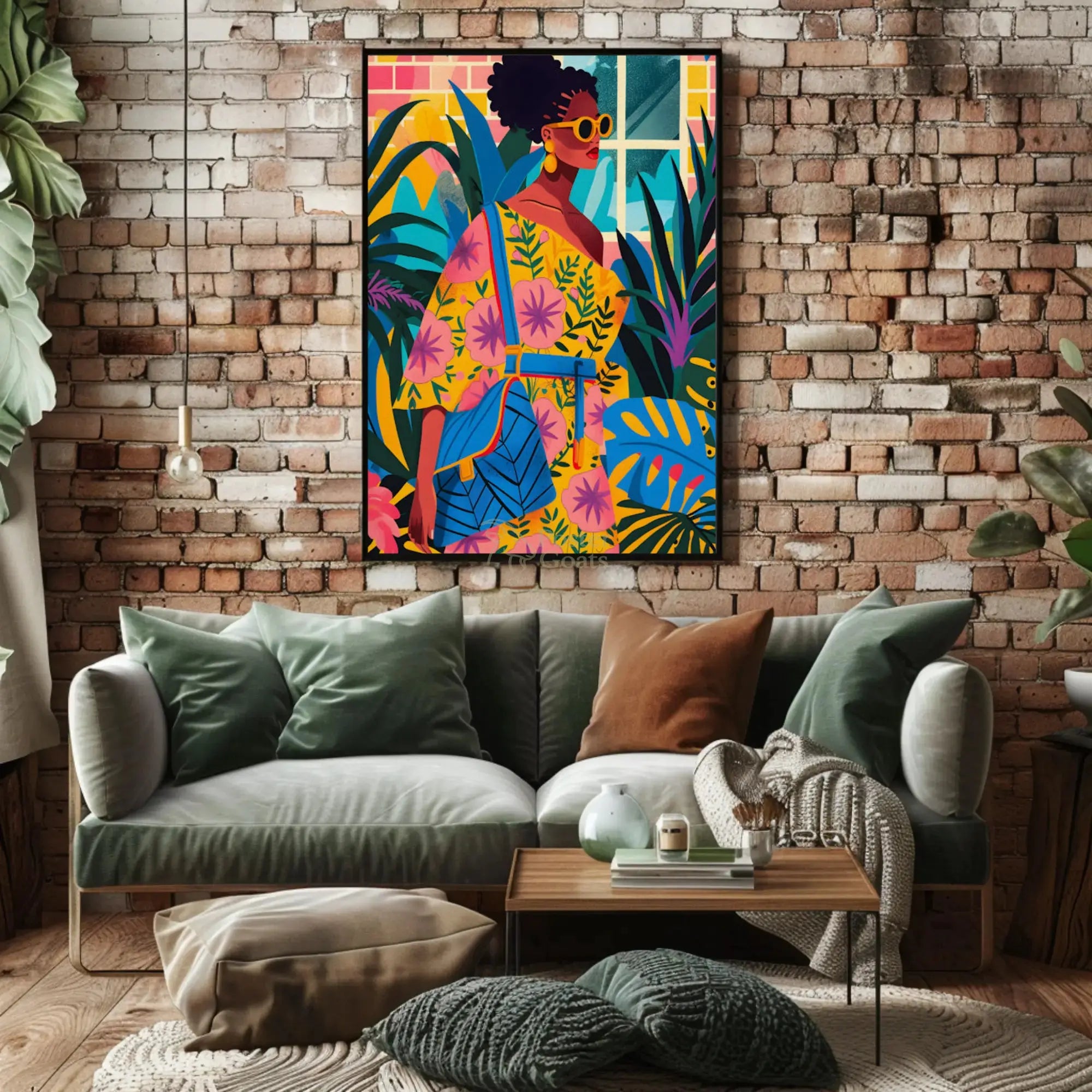 Vibrant Tropical Fashion Scene Pop Culture Poster PosterGoat