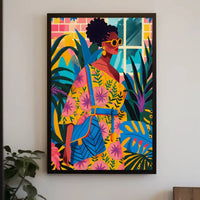 Vibrant Tropical Fashion Scene Pop Culture Poster PosterGoat