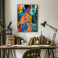 Vibrant Tropical Fashion Scene Pop Culture Poster PosterGoat