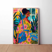 Vibrant Tropical Fashion Scene Pop Culture Poster PosterGoat