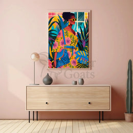 Vibrant Tropical Fashion Scene Pop Culture Poster PosterGoat