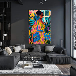 Vibrant Tropical Fashion Scene Pop Culture Poster PosterGoat