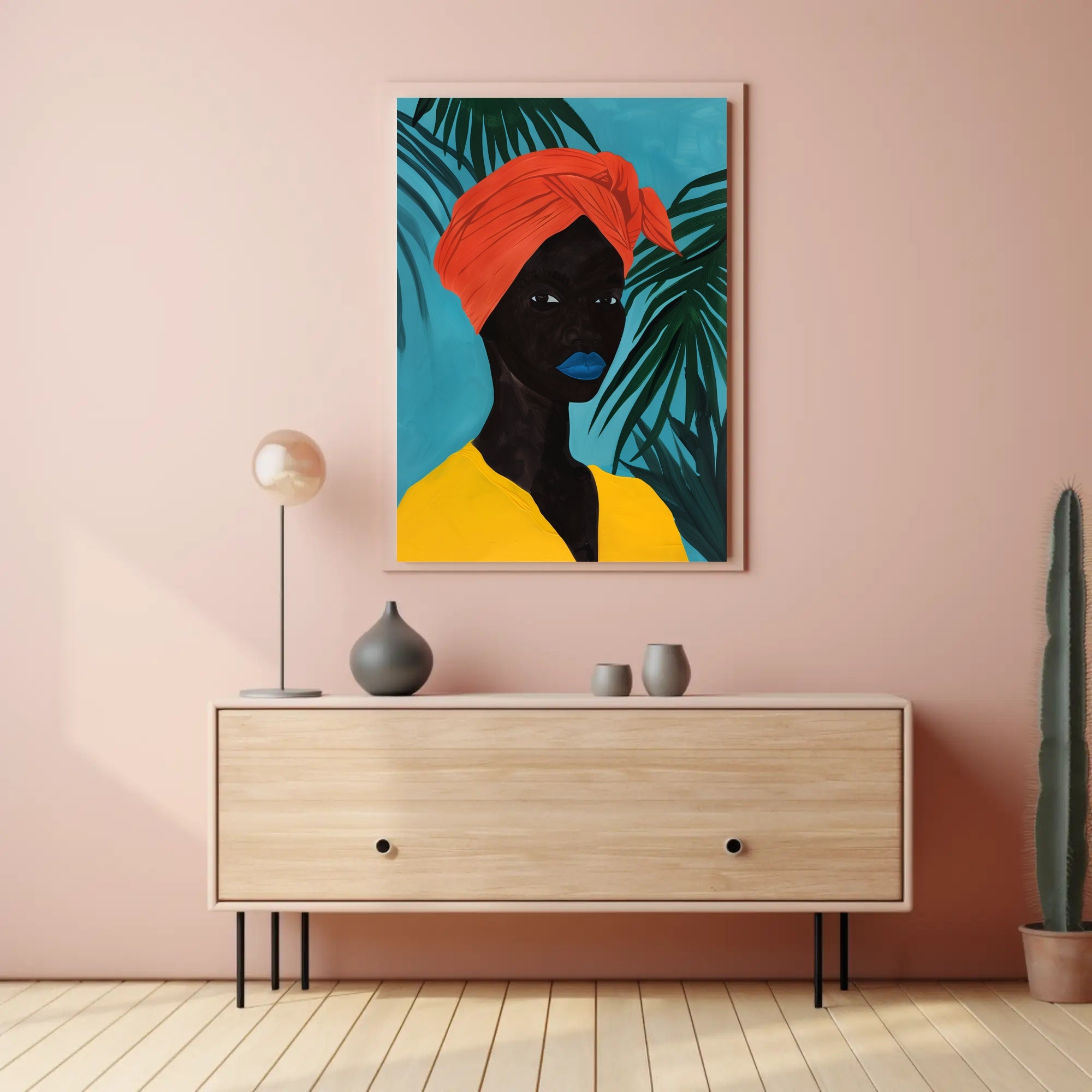 Vibrant Tropical Portrait in Artistic Poster PosterGoat